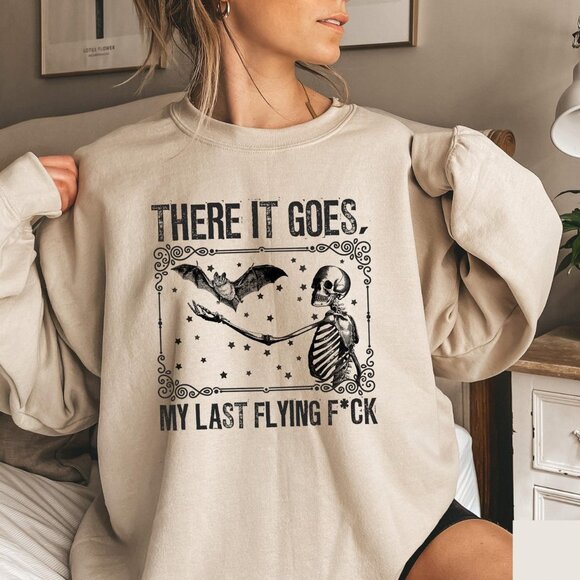 Skeleton Bat Sweatshirt, Halloween Gifts, Halloween Women Sweater, Spooky Sweats - Picture 1 of 5